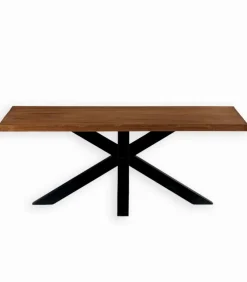Table teck recyclé pied croix métal EASTON