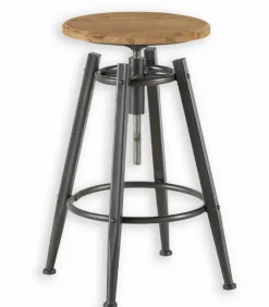 Tabouret haut métal et bois RUTH