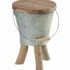 Tabouret teck & métal SEAU