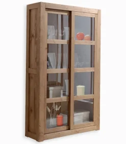 Vitrine pin massif ciré MOVING